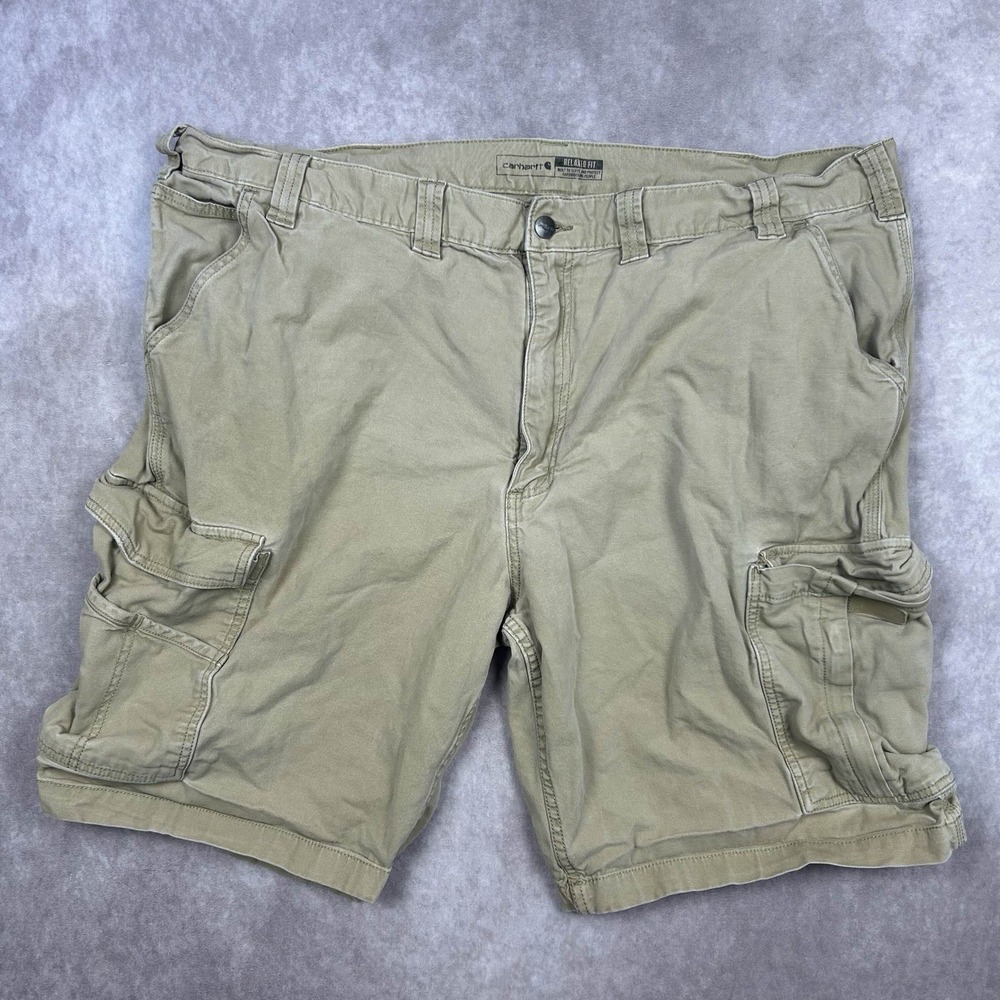 Carhartt Rugged Flex Relaxed Fit BS3542-M Canvas Work Shorts Size 46 Cargo Khaki